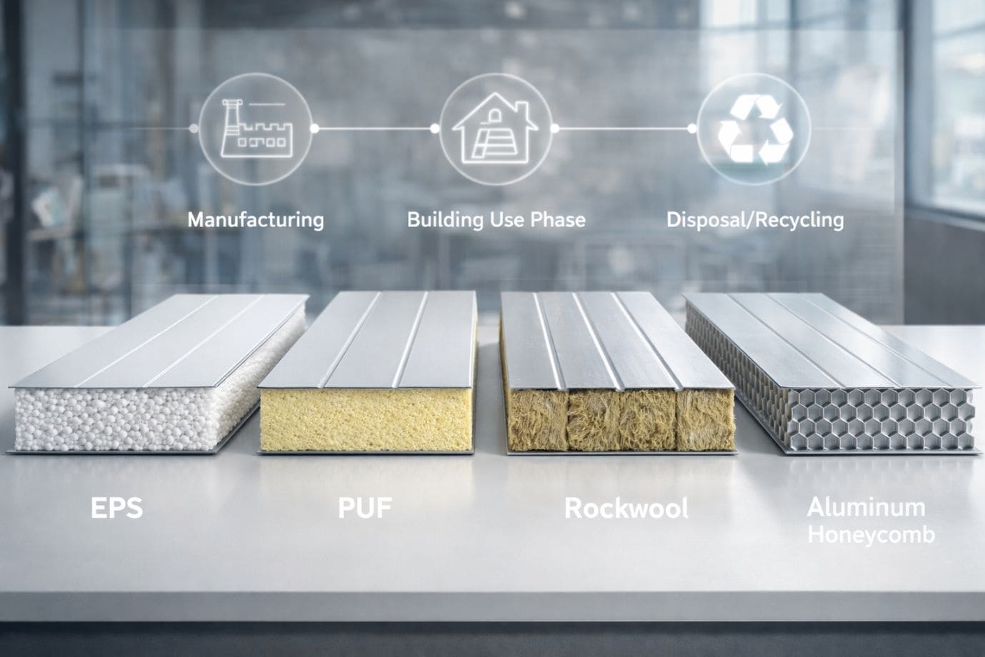 Environmental Impact and Sustainability of PUF Panels and Other Sandwich Panels