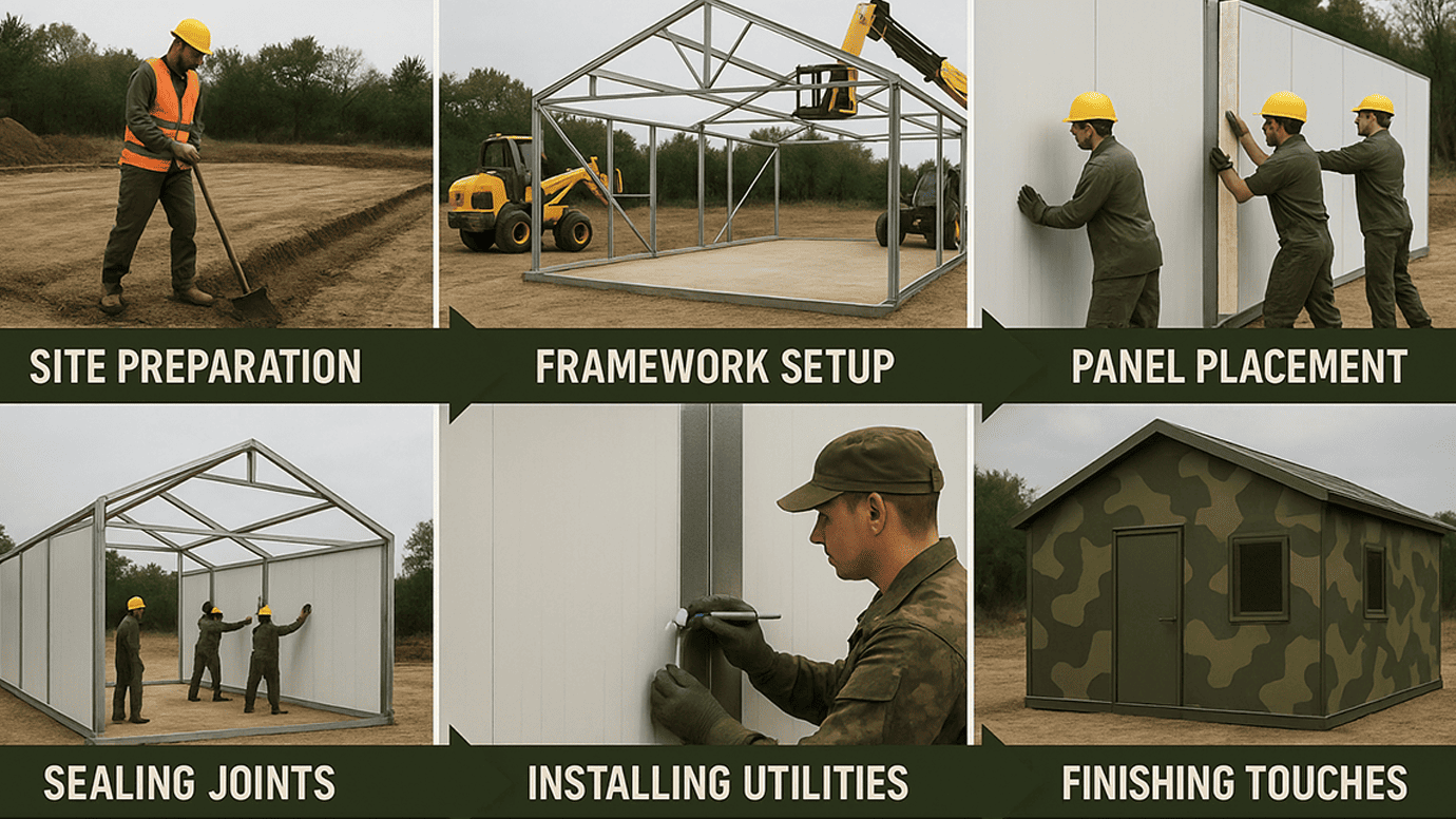 Construction Process of PUF Panel Army Barracks Construction Process of PUF Panel Army Barracks