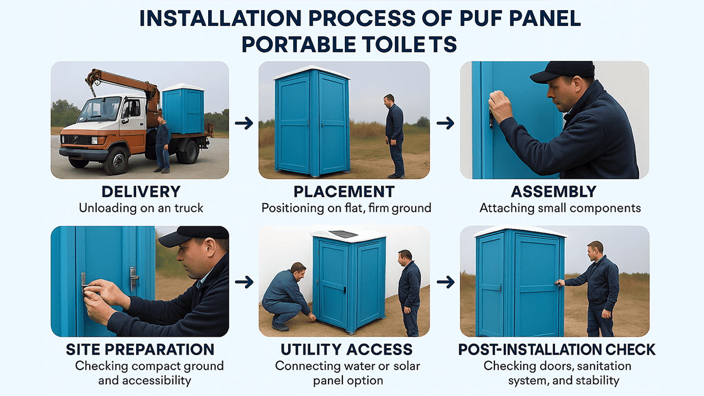 Installation and Setup of PUF Panel Portable Toilets
