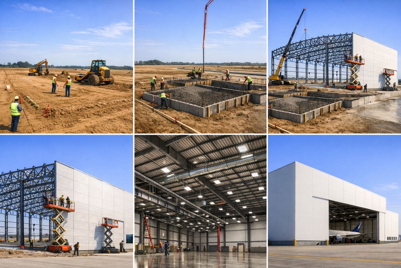 Step-by-Step Construction Process for PUF Panel Aircraft Hangars