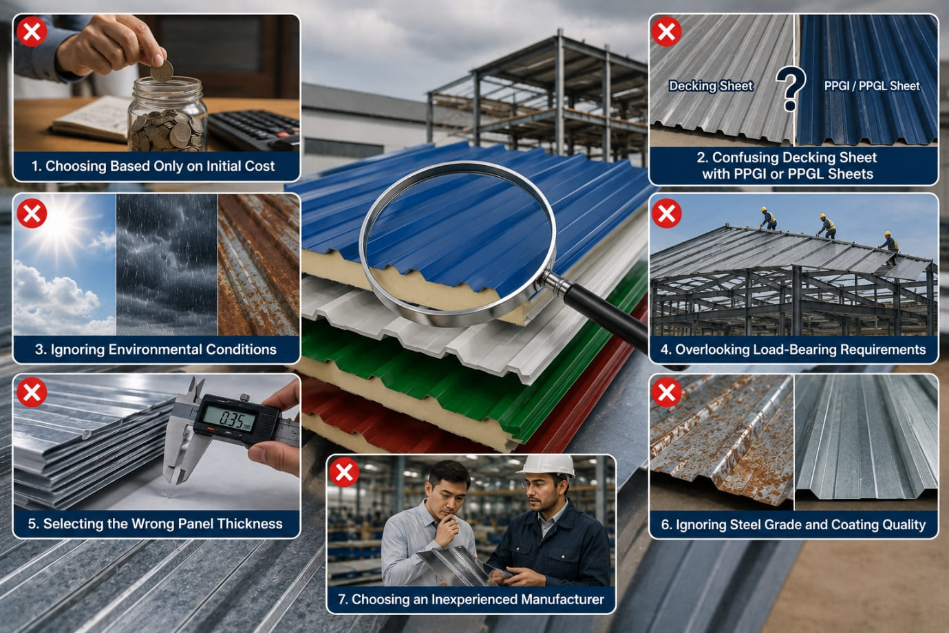 Common Mistakes to Avoid When Selecting Decking Sheet or PPGIvsPPGL Sheet PUF Panels